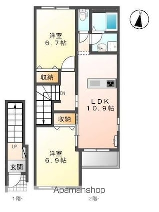 スカイ　グレイス（Ｓｋｙ　Ｇｒａｃｅ）[2LDK/60m2]の間取図