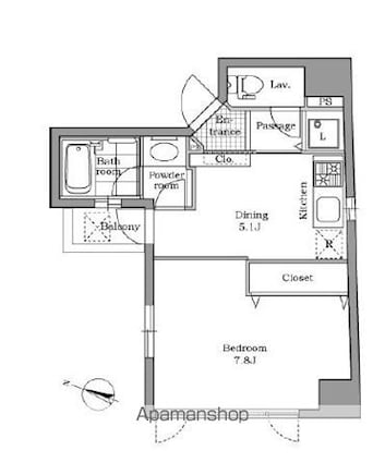 レジディア文京千石[1DK/32.44m2]の間取図