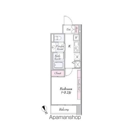 東京都新宿区神楽坂３丁目[1K/27.88m2]の間取図