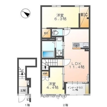 Ｌａ・ｅｓｃａｌｉｅｒ（ラエスカリエ）[2LDK/58.17m2]の間取図