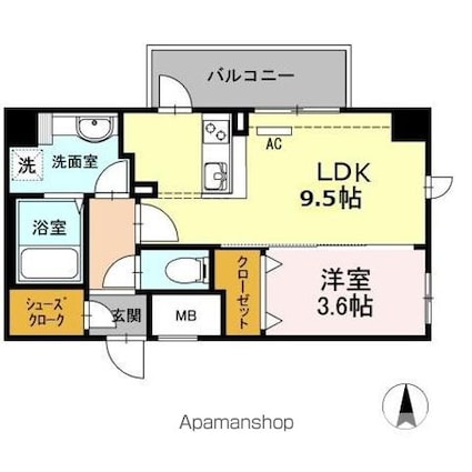 東京都中野区本町１丁目[1LDK/36.6m2]の間取図