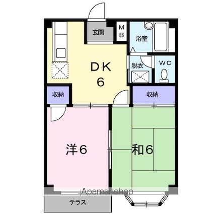 エルディム橋本[2DK/39.74m2]の間取図