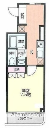 サニーフォレスト磯子[1K/26.4m2]の間取図