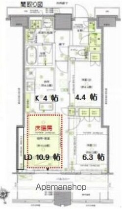 東京都新宿区富久町[2LDK/62.29m2]の間取図