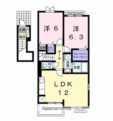 フォルトゥーナＢ[2LDK/57.71m2]の間取図