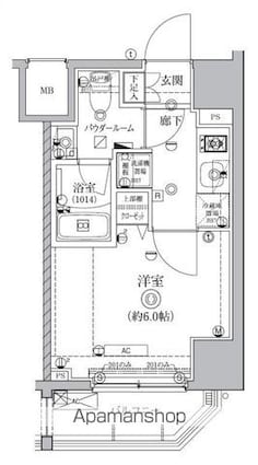 クオリタス南大井[1K/20.2m2]の間取図