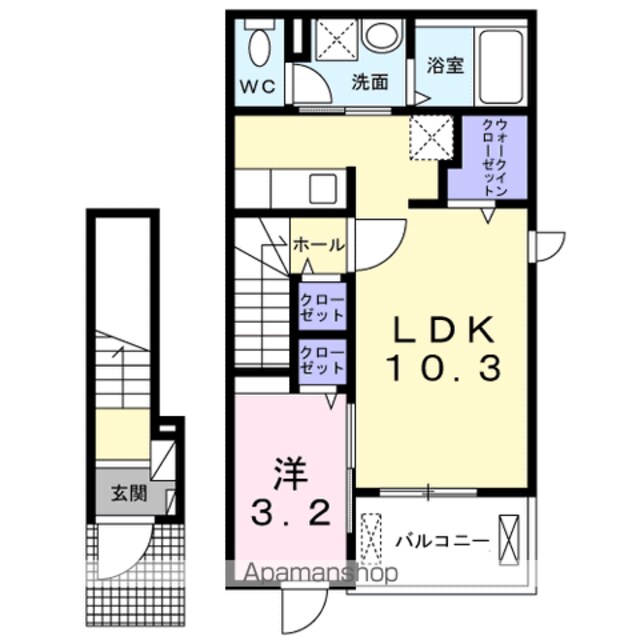 ル・ココティエ[1LDK/37.63m2]の間取図