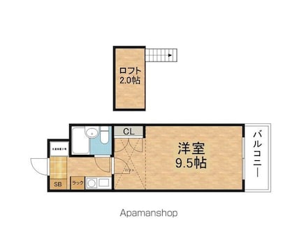 センチュリー柴田[1K/22.96m2]の間取図