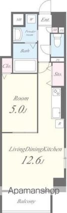 セリシエ赤羽[1LDK/40.74m2]の間取図