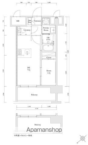 エンクレスト博多駅南ＦＩＴ 516 ｜ 福岡県福岡市博多区博多駅南２丁目9-15（賃貸マンション1DK・5階・23.53㎡） その2