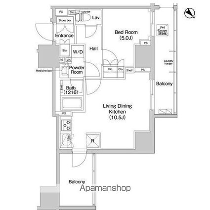 コンフォリア浅草橋[1LDK/39.14m2]の間取図