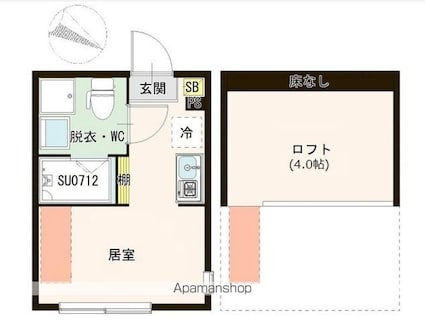 ハーモニーテラス白鷺Ⅱ[1R/19.99m2]の間取図