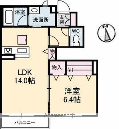 香川県高松市三名町[1LDK/48.9m2]の間取図