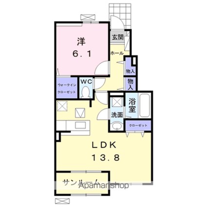 クレマチス　Ⅱ[1LDK/54.19m2]の間取図