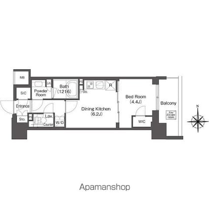 コンフォリア東新宿[1DK/30.99m2]の間取図
