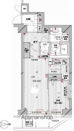 メインステージ蔵前[1LDK/39.64m2]の間取図