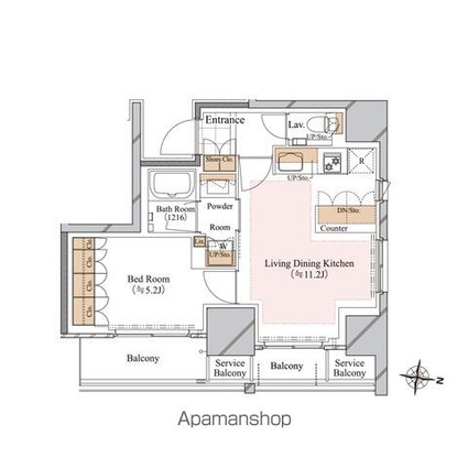 ブランシエスタ白山[1LDK/39.57m2]の間取図