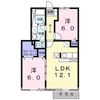 プロメナーデ名草[2LDK/56.8m2]の間取図