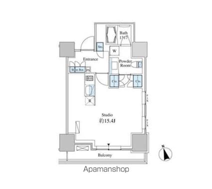 ベルファース芝浦タワー[1R/39.31m2]の間取図