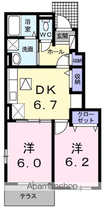 ベル・ソレイユ[2DK/45.82m2]の間取図