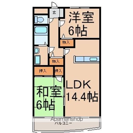 ドルフ秋川[2LDK/60.24m2]の間取図