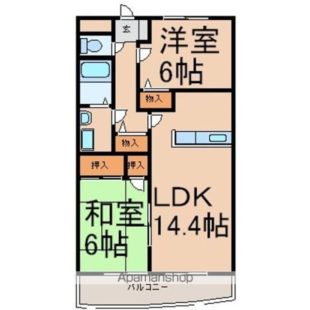 ドルフ秋川[2LDK/60.24m2]の間取図