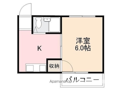 ローズガーデン（中野町）[1K/19.8m2]の間取図