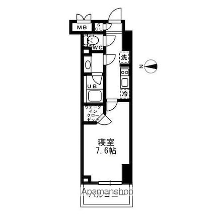 レジディア亀戸[1K/25.5m2]の間取図