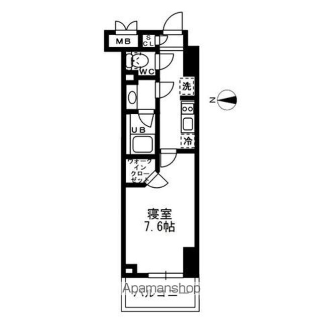 レジディア亀戸[1K/25.5m2]の間取図