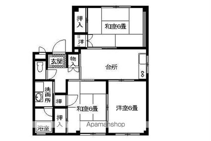 長野県長野市中越２丁目[3DK/57.68m2]の間取図
