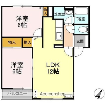 エスポワール[2LDK/55.5m2]の間取図