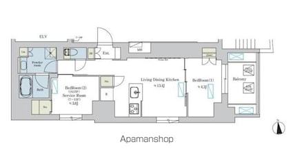 Ｂｒｉｌｌｉａ　ｉｓｔ　浅草[2LDK/50.6m2]の間取図