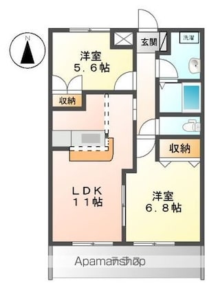 ラシーヌ[2LDK/54.54m2]の間取図