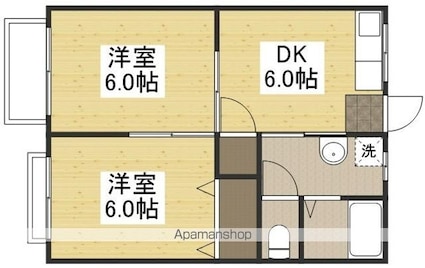 シャトルタカノ[2DK/39.74m2]の間取図
