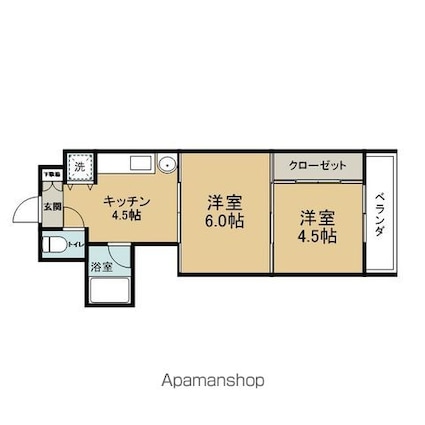 アルデール柳川[2K/31.5m2]の間取図