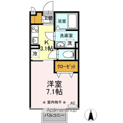 ローザ　フェリーチェ[1K/26.82m2]の間取図