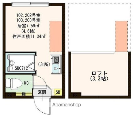 東京都板橋区大谷口２丁目[1R/11.34m2]の間取図