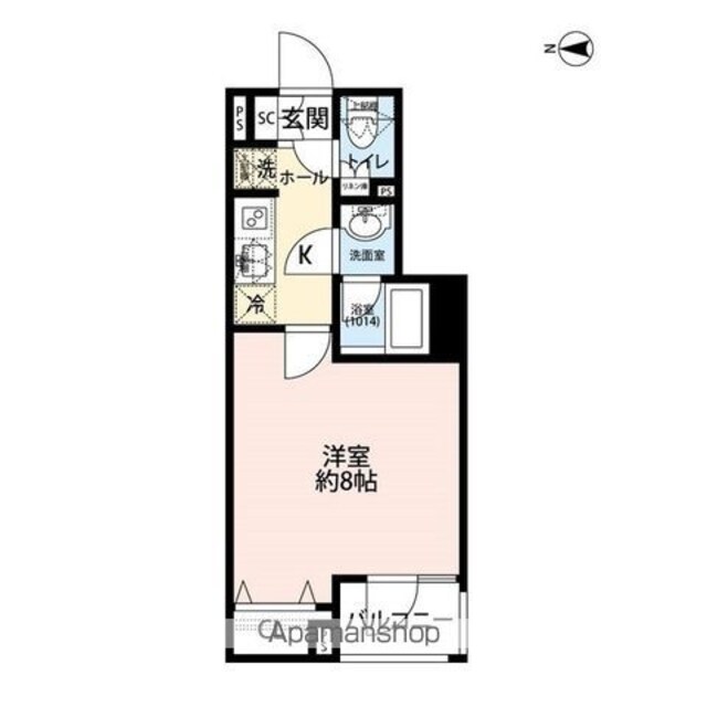 プレール・ドゥーク赤塚[1K/25.22m2]の間取図