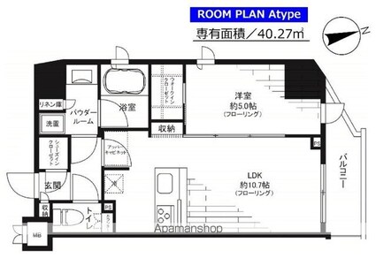 グランドコンシェルジュ新御徒町アジールコート[1LDK/40.27m2]の間取図