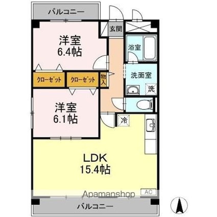 Ｋーｃｉｔｙ葦高[2LDK/63.36m2]の間取図