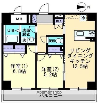 香川県高松市錦町１丁目[2LDK/60.2m2]の間取図