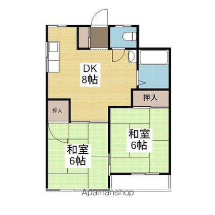 大八ビル[2DK/38m2]の間取図