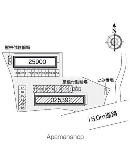 レオパレスフラワーＡ[1K/21.81m2]の配置図