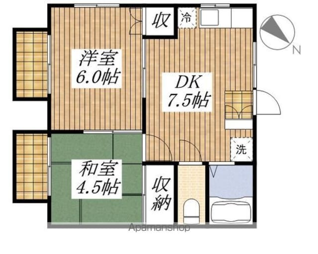 東京都立川市富士見町４丁目[2DK/39.11m2]の間取図