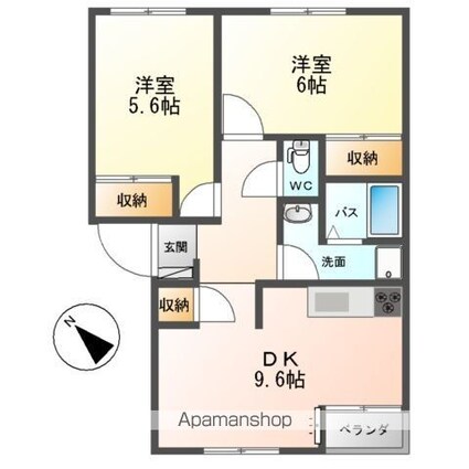 アンジュリーク[2DK/51.15m2]の間取図