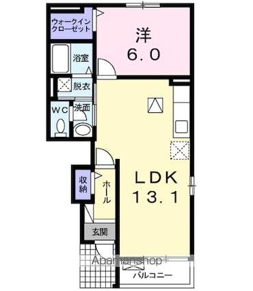 ベアヴァレー[1LDK/45.39m2]の間取図