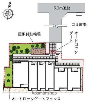 レオネクストグランツ藤２４[1K/27.06m2]の配置図