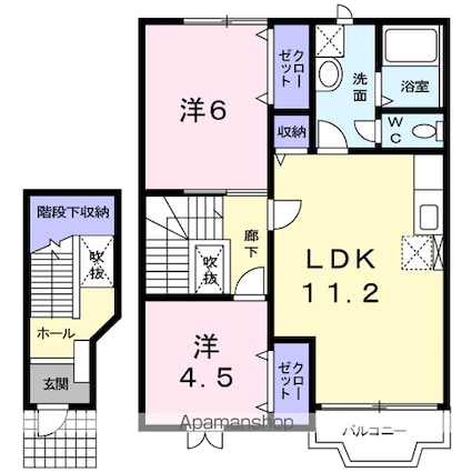 コーポ翠（みどり）Ａ[2LDK/60.19m2]の間取図