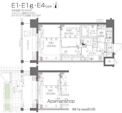 ＺＯＯＭ新宿西落合[2K/30.42m2]の間取図