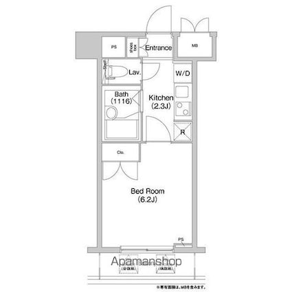 コンフォリア芝浦キャナル[1K/21.7m2]の間取図